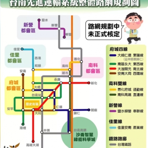 台南捷運規畫8條路網 交通部預計3月中完成初審